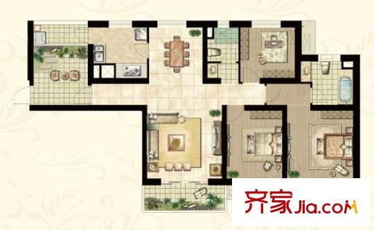 花都藝墅住宅   戶型圖 3室2廳2衛(wèi)