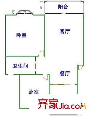 花都藝墅住宅   戶型圖 2室2廳1衛(wèi)