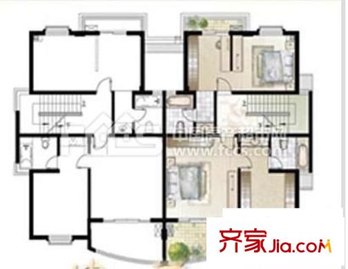 花都藝墅住宅   戶型圖 3室2廳2衛(wèi)