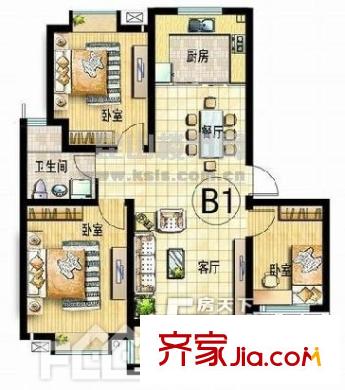  江南春堤牡丹苑 戶型圖 3室2廳1衛(wèi)