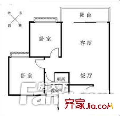 昆山 蜆江花園 戶型圖 2室2廳1衛(wèi)