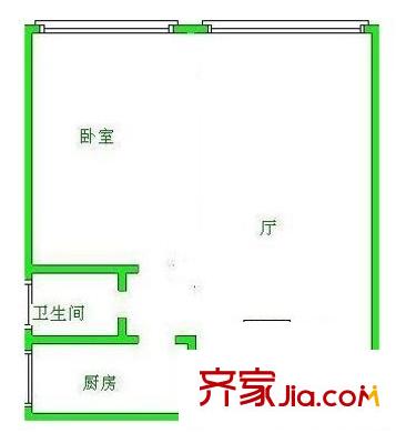 昆山 蜆江花園 戶型圖 1室1廳1衛(wèi)