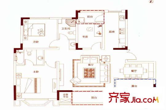 碧悅灣E戶型 3室2廳2衛(wèi)1廚