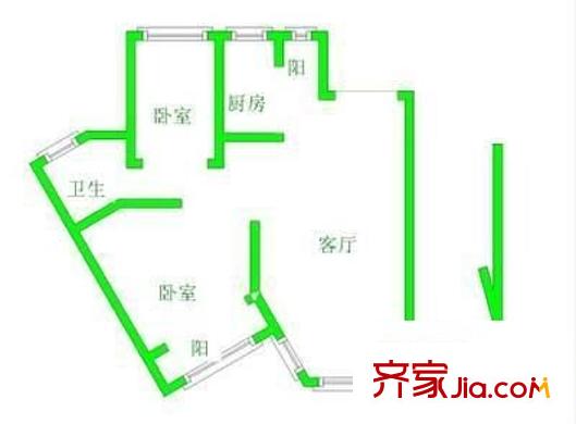 共青小區(qū) 2室 戶(hù)型圖