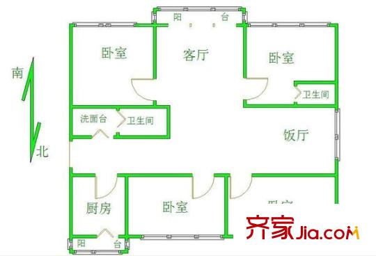 共青小區(qū) 3室 戶(hù)型圖
