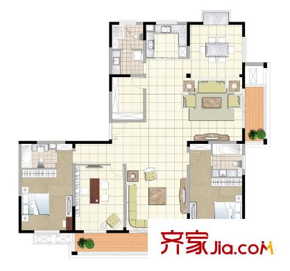 金色森林四期78、79#樓A戶型 2室2廳2衛(wèi)1廚