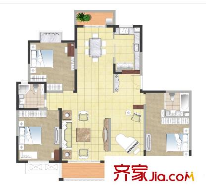 金色森林四期78、79#樓G戶型 3室2廳2衛(wèi)1廚
