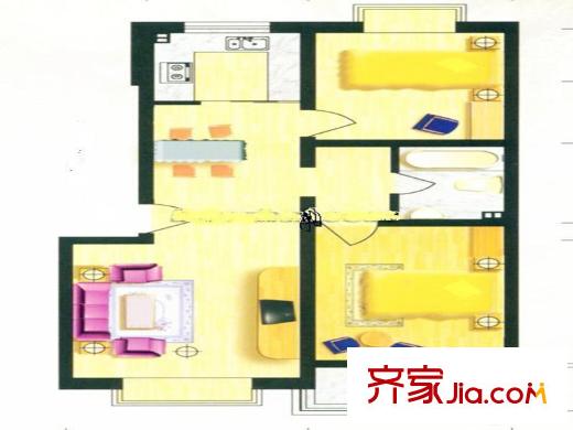 華強(qiáng)陽光都城  戶型圖 2室2廳1衛(wèi)