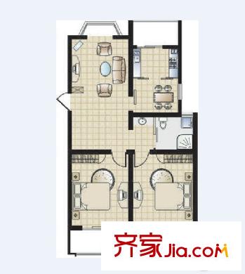 華強陽光都城  戶型圖 2室2廳1衛(wèi)
