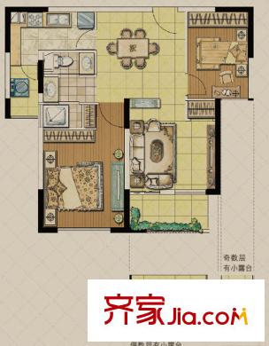 奧園印象高迪G-04戶型圖 2室2廳1衛(wèi)1廚