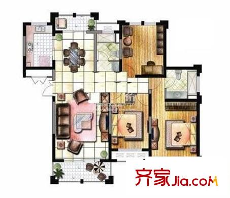 雍景灣西苑 3室 戶型圖