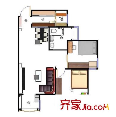 晨曦（南北）園戶型圖晨曦園 2室 戶型圖 2室2廳1衛(wèi)1廚