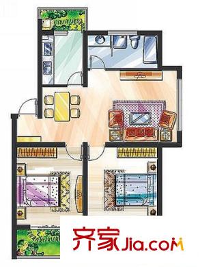 清華名城戶型圖（已售完） 2室2廳1衛(wèi)1廚