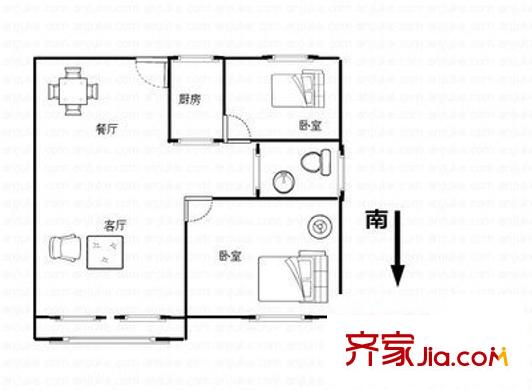 康城花園 2室 戶型圖