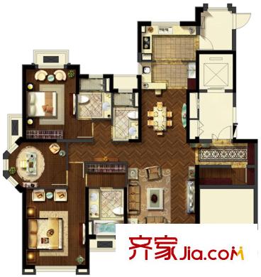 瓏庭二期E7戶型 4室2廳3衛(wèi)1廚