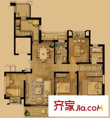 瓏庭一期1#、2#、3#、5#樓B2戶型 4室2廳2衛(wèi)1廚