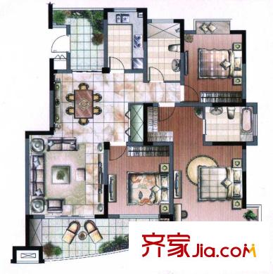 森林半島 C1戶(hù)型 3室2廳2衛(wèi) 141.00平方米