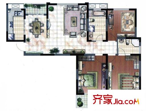 森林半島 A戶(hù)型 3室2廳2衛(wèi) 133.58平方米