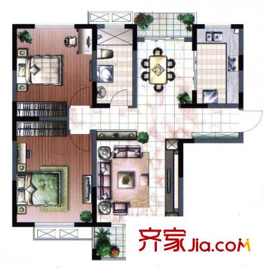 森林半島 D戶(hù)型 2室2廳1衛(wèi) 100.61平方米