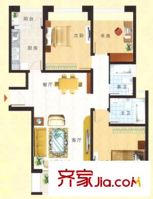 和興東城三期1、2#樓C戶型 3室2廳2衛(wèi)1廚