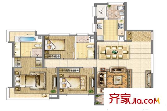 吉田國際廣場165.63平方米 3室3廳2衛(wèi)1廚
