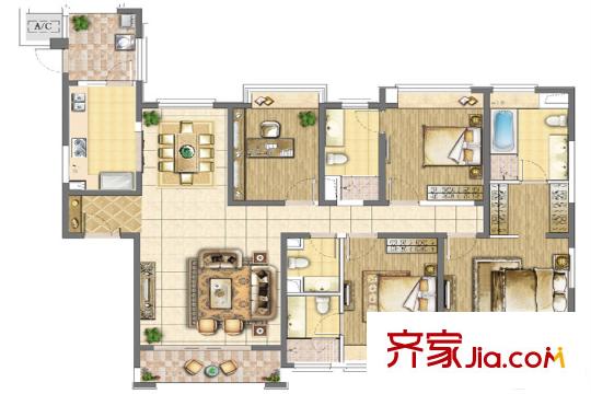 吉田國際廣場204.64平方米 4房2廳4衛(wèi) 