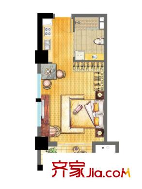 衡山城三期25#樓公寓C3戶(hù)型 1室1廳1衛(wèi)1廚