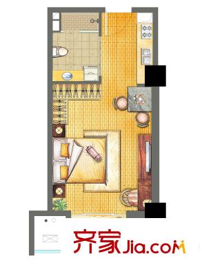 衡山城三期25#樓公寓C2戶(hù)型 1室1廳1衛(wèi)1廚