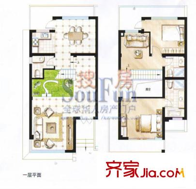 耀江淀湖桃源A型 2室3廳3衛(wèi)1廚