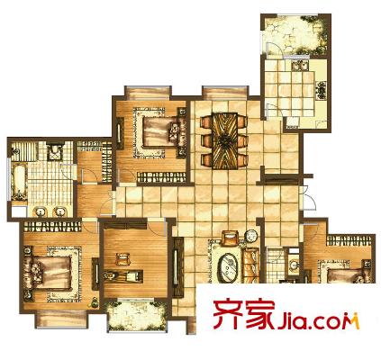 博威黃金海岸一期4#、6#樓C2戶型 4室2廳2衛(wèi)1廚