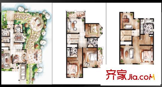雙湖灣別墅一期雙拼別墅C2戶型 4室3廳4衛(wèi)1廚