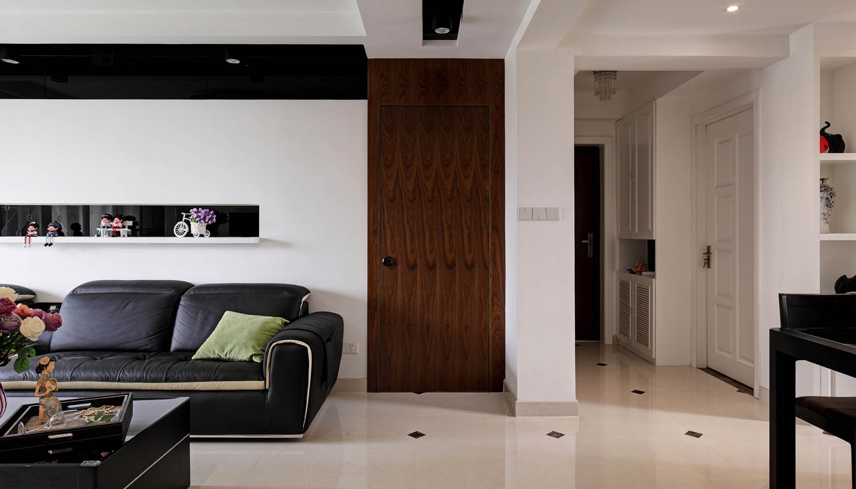 四房装修,120平米装修,15-20万装修,客厅,现代简约风格,沙发背景墙,黑白