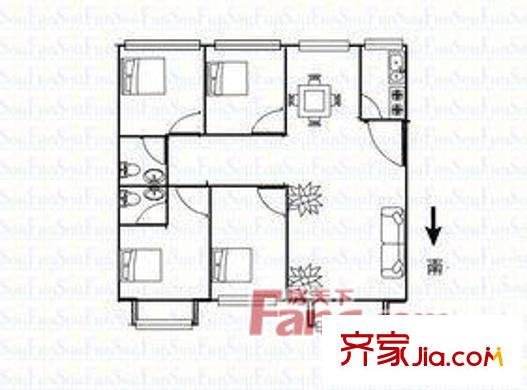 興盛小區(qū)戶型圖四室參考戶型圖A 