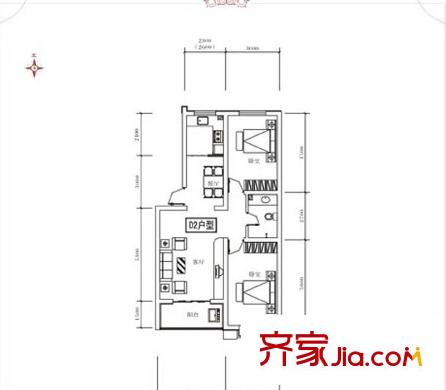 關(guān)城御景苑戶型圖戶型兩室兩廳一衛(wèi) 面積86.16平 2室2廳1衛(wèi)