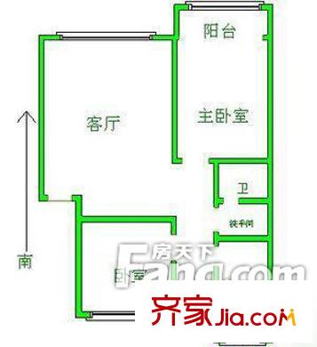 富強(qiáng)里戶型圖兩室戶型圖E 