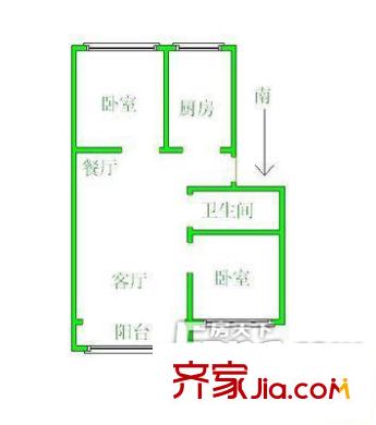 富強(qiáng)里戶型圖兩室戶型圖D 