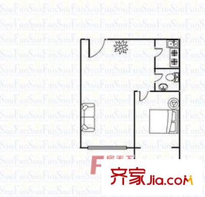 盛華苑戶型圖一室戶型圖C 1室