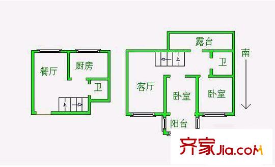 盛華苑戶型圖兩室躍層戶型圖A 2室