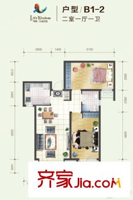 天成佳境戶型圖B1-2戶型兩室一廳一衛(wèi) 2室1廳1衛(wèi)1廚