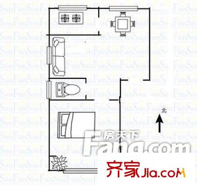 盛華苑戶型圖一室戶型圖D 1室