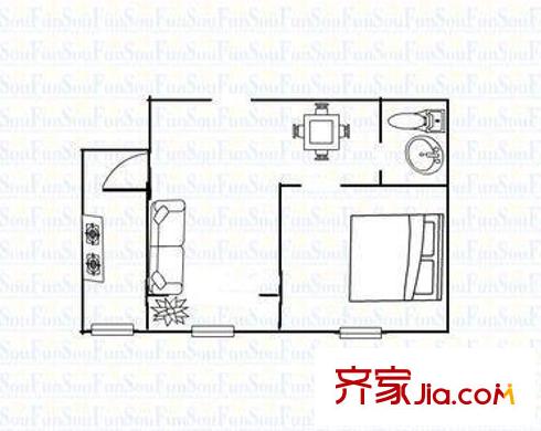 盛華苑戶型圖一室戶型圖E 1室