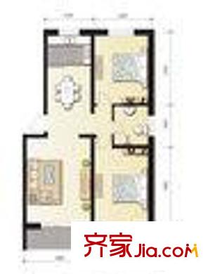 水郡御景戶型圖戶型兩室一廳一衛(wèi) 2室1廳1衛(wèi)