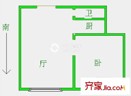 漓江花園 戶型圖 1室