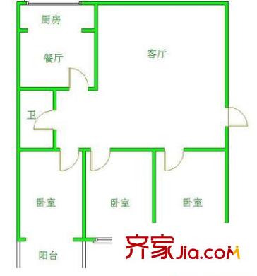 孟營二區(qū) 3室 戶型圖