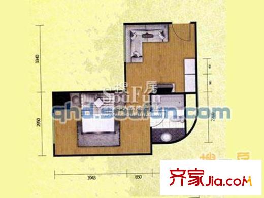 維多利亞海灣戶型圖A戶型 1室2廳1衛(wèi)