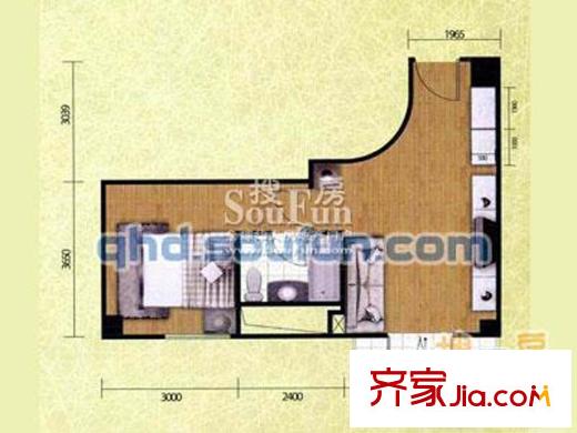 維多利亞海灣戶型圖B戶型 1室1廳1衛(wèi)