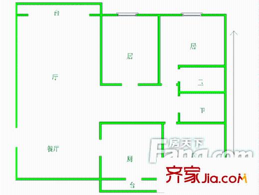 美嶺小區(qū)戶型圖三居3 3室2廳2衛(wèi)1廚