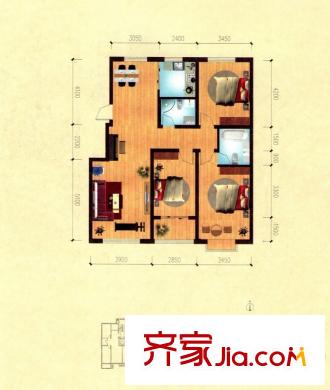御品星城217/218#2單元01-B戶型126.62平方米 3室2廳2衛(wèi)1廚