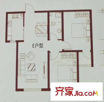 御品星城E戶型 2室2廳1衛(wèi)1廚