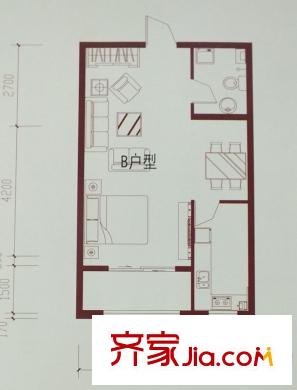 御品星城B戶型 1室1衛(wèi)1廚